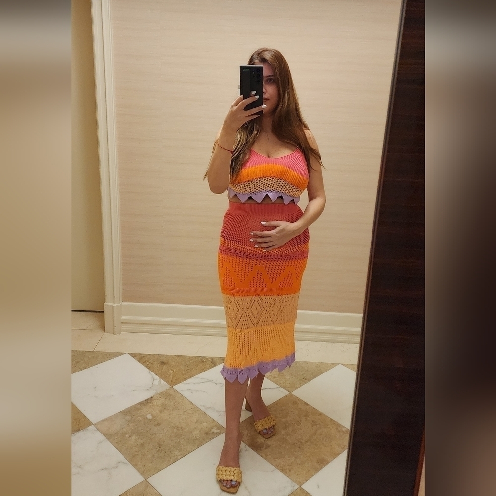 24 Crochet crop top and matching skirt